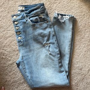A&F Super skinny high rise ankle jeans